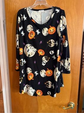 LARA Black Halloween Pumpkin & Skull Long Sleeve Tee